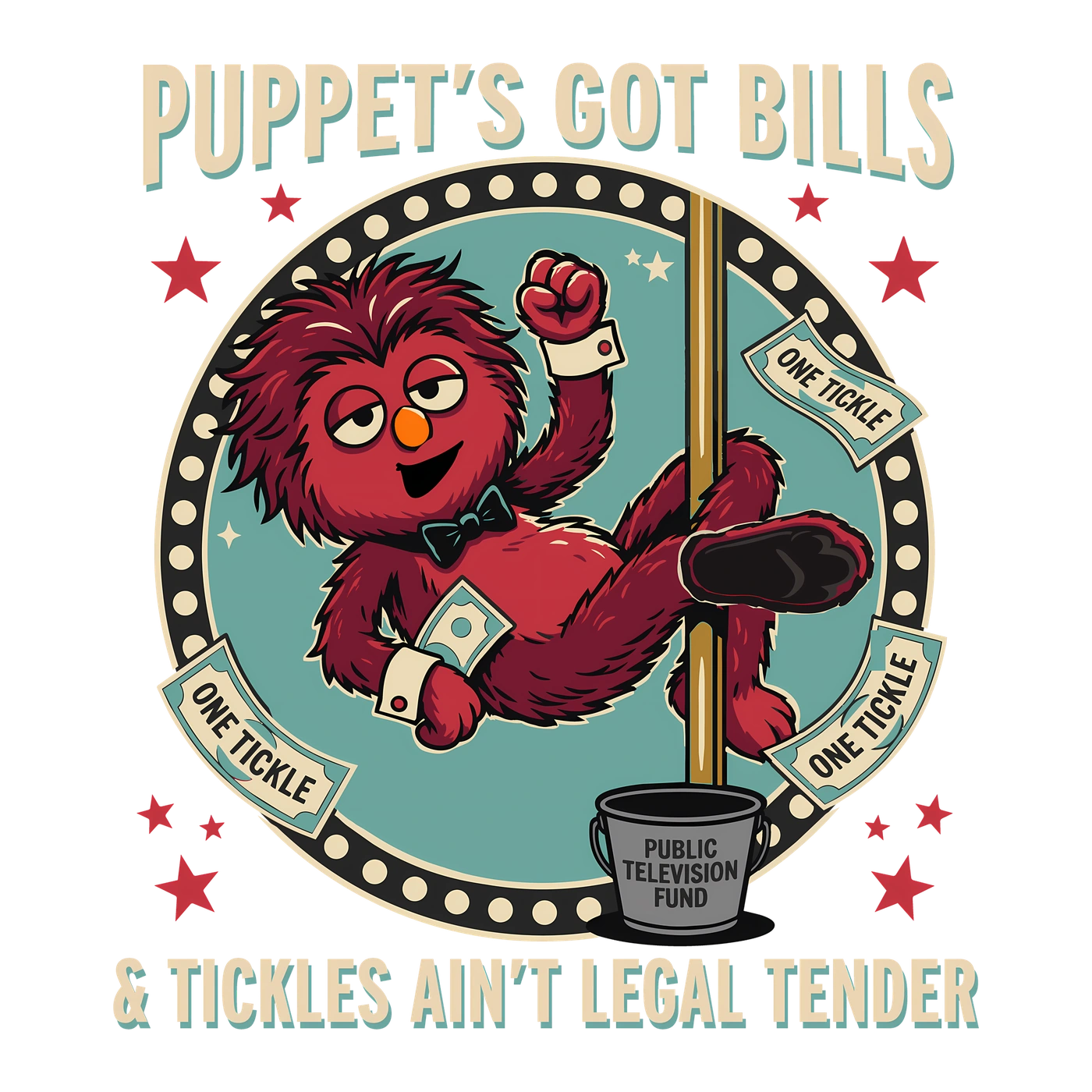 Puppet's Got Bills graphic design artwork